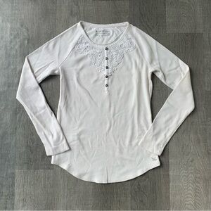 White Long Sleeve w button down and lace detailing